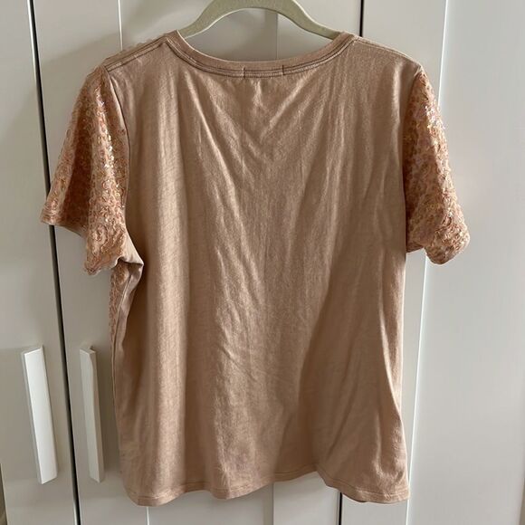 J. crew Sequined Tee shirt size medium pink/peach - Picture 11 of 12